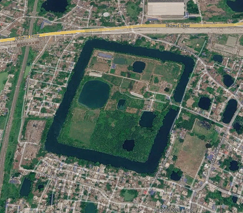 Satellite Image of hanseswari Temple with Moat